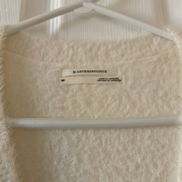 NWT Anthropologie eyelash tunic v neck fluffy fuzzy sweater petite M - Picture 7 of 9